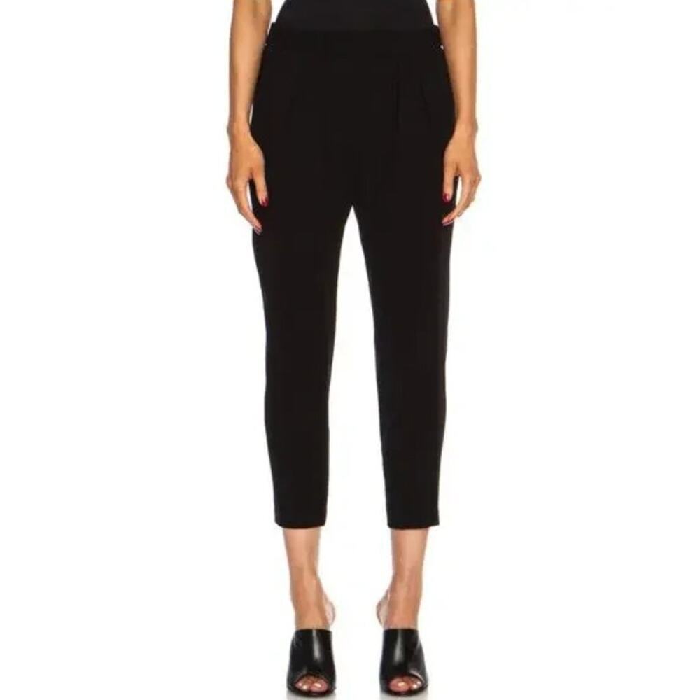 Nili Lotan M Pants Crepe Black Pull On Nahla Pockets Elastic Waist Pleated